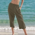 thumbnail image 1 of CFLVAEK Wide Leg Capri Pant with Pocket for Women Baggy Solid Ruched Beach Pant Flowy Summer Casual Straight Pedal Pushers Lightweight Mid Rise Lounge Pants, 1 of 6