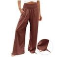 thumbnail image 1 of CFLVAEK Wide Leg Lounge Trousers for Plus Size Women Comfy Drawstring Pull On Trousers Pants Elastic Low Waist Beach Slacks Casual Full Length Office Pants Wine 3XL, 1 of 8