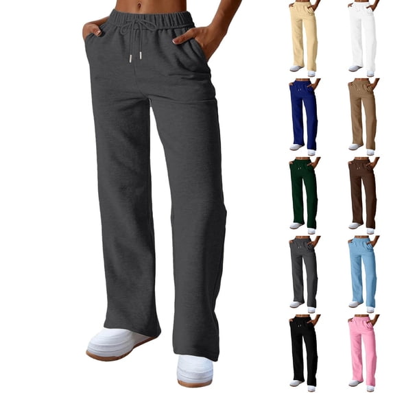 CFLVAEK Wide Leg Sweatpants for Women High Waisted Casual Lounge Sweatpant Loose Fit Drawstring Pants for Workout Running with Pockets Black XXL