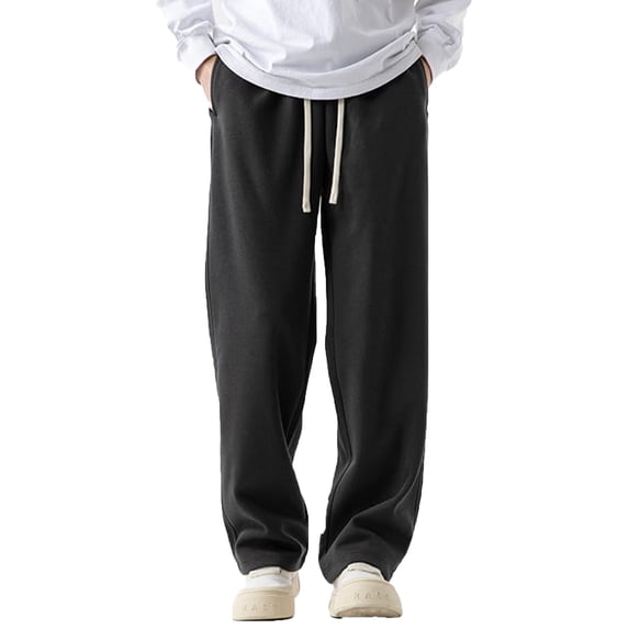 CFLVAEK Wide Leg Sweatpants for Women Plus Size Drawstring High Waisted Sweatpant Casual Fall Baggy Travel Pants with Pockets Black M