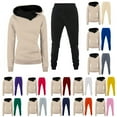 thumbnail image 1 of CFLVAEK Women 2 Piece Outfits Sweatsuit Cowl Neck Hooded Sweatshirt and Jogger Sweatpants Y2K Tracksuit Lounge Matching Set Trendy Fall Clothes Black XL, 1 of 4