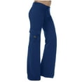 thumbnail image 1 of CFLVAEK Women Cargo Pants Long with Paperbag Summer Low Rise Wide Leg Joggers Stretchy Plain Color Drawstring Hiking Trousers Loose Tall Length Lounge Slacks Plus Size, 1 of 9