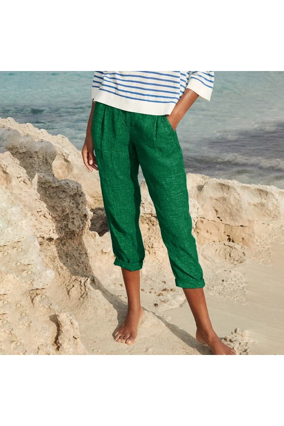 Women Imitation Denim Capri Pants with Pocket Distressed Solid Beach Pant Casual Straight Leg Pedal Pushers Lightweight Mid Rise Streetwear Capris