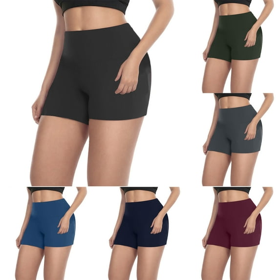 CFLVAEK Women's Bike Shorts with Pocket Plus Size High Waist Bike Short Quick Dry Workout Yoga Shorts Solid Color Stretch Biker Shorts Wine XXXL