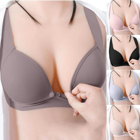 CFLVAEK Women's Cotton Nursing Bras Wireless Maternity Bra Lightly Front Closure Bralette for Pregnancy Push Up Sleep Nursing Bras Pink XL
