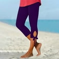 thumbnail image 1 of CFLVAEK Women's Drawstring Capri Pants Active Cut Out Cropped Running Leggings Tummy High Waisted Capris Elastic Knee Length Exercise Pant, 1 of 6