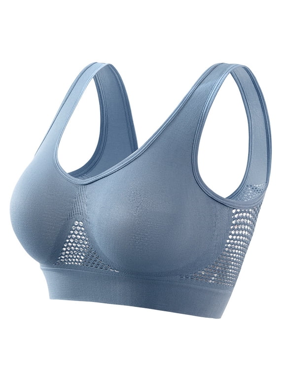 Women's Full Coverage Mesh Bras No Underwire Sports Bra Breathable High Impact Support Bralettes Padding Lift Up Workout Vest Bralette