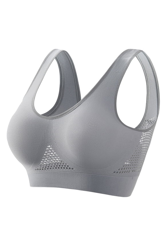 Cyber And Monday Deals CFLVAEK Women's Full Coverage Mesh Bras No Underwire Sports Bra Breathable High Impact Support Bralettes Padding Lift Up Workout Vest Bralette