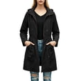 thumbnail image 1 of CFLVAEK Women's Long Rain Jackets Plus Size Drawstring Waisted Waterproof Hooded Trench Coat Outdoor Hiking Windbreaker with Pockets Black M, 1 of 5