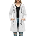 thumbnail image 1 of CFLVAEK Women's Long Rain Jackets Plus Size Drawstring Waisted Waterproof Hooded Trench Coat Outdoor Hiking Windbreaker with Pockets White XL, 1 of 6