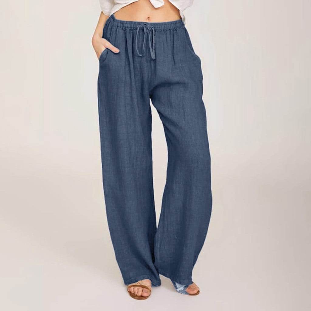 Women's Satin Jogger Pants Casual High Waist Long Lounge Pant Trousers With Pockets