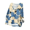thumbnail image 1 of CFLVAEK Women's Oversized Long Sleeve Linen Blouses Vintage Floral Graphic Tees Shirt Lightweight Scoop Neck Tshirt 2024 Summer Casual Beach Vacation Tops, 1 of 7