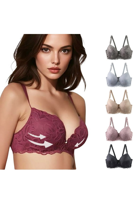 Women's Plus Size Bras Breathable Wireless Bras Comfort Full Coverage Bras Push Up Everyday Bras for Big Breasts Gray S