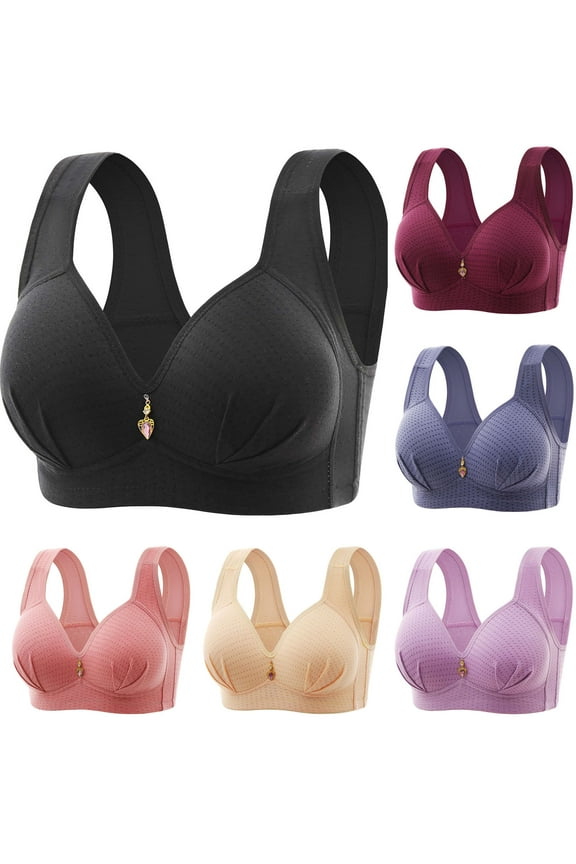 Women's Plus Size Bras Comfort Wireless Push Up Bra Breathable Full Coverage Everyday Bralettes for Big Breasts Black 46