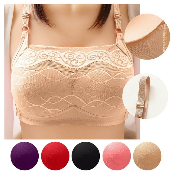 CFLVAEK Women's Plus Size Bras No Underwire Full Coverage Bra Breathable Push Up Bralette Comfy Adujustable Everyday Bras Black L