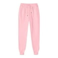 thumbnail image 1 of CFLVAEK Women's Plus Size Sweatpants Solid Drawstring High Waisted Workout Sweat Pant Comfy Elastic Bottom Running Pants Pink M, 1 of 6