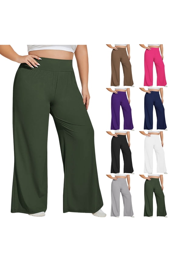 Women's Plus Size Yoga Pants Loose Fit Wide Leg Workout Pant High Waisted Butt Lift Leggings for Running Gym Sports Khaki XXXXL