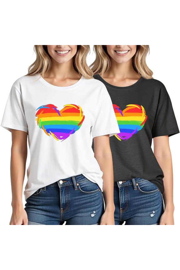 Women's Pride T Shirts LGBT Rainbow Graphic Tees Gay and Lesbian Ally Shirt Cotton Short Sleeve Summer Casual Tops M