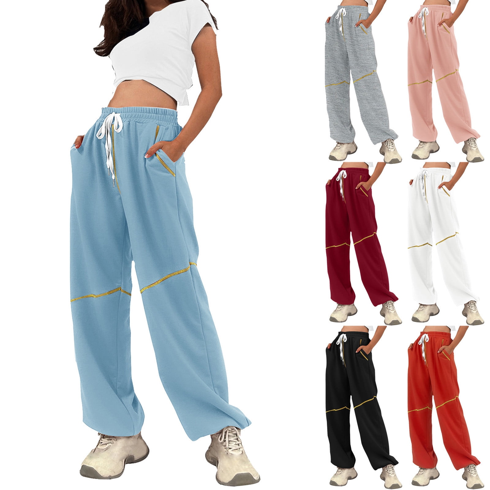 3 Pack Women's Wide Leg Sweatpants – High Waisted, Drawstring, Baggy Joggers With Pockets, Casual Lounge Set (S-2XL)