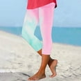 thumbnail image 1 of CFLVAEK Women's Tie Dye Capri Leggings Elastic Waist Gradient Yoga Pants Trendy Printed Beach Capris Casual High Rise Pedal Pushers Summer Clearance, 1 of 7