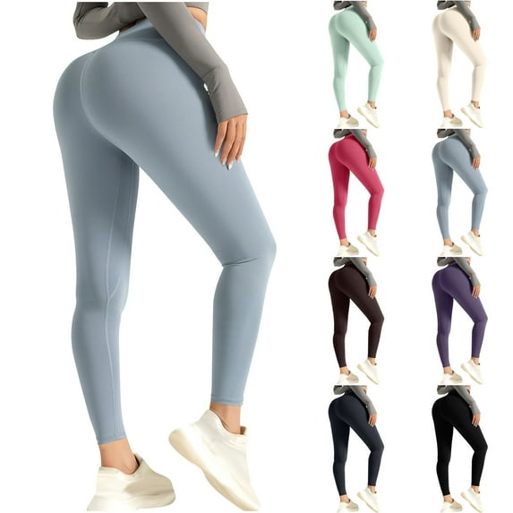 CFLVAEK Womens Butt Lifting Leggings Tummy Control Workout Yoga Pants Plus Size High Waist Legging Pants Solid Color Stretch Yoga Leggings Coffee L