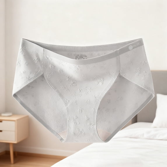 CFLVAEK Womens Cotton Underwear Seamless Mid Rise Hipsters Soft Stretch Butt Lift Panties Breathable Full Coverage No Show Panty Gray L