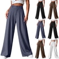 thumbnail image 1 of CFLVAEK Womens Dressy Pants High Waisted Plus Size Work Pant Business Casual Wide Leg Trousers Coffee XXXL, 1 of 7