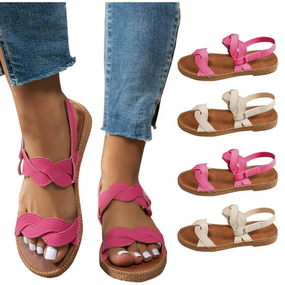 CFLVAEK Womens Flat Sandals Comfortable Arch Support Adjustable Strap Sandal Lightweight Summer Beach Walking Plat Sandals 2025 Size 7.5