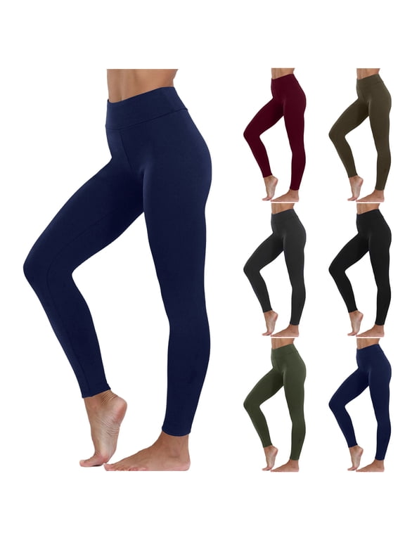 Womens Fleece Leggings Thermal Winter Yoga Pants Casual High Waisted Legging Tights Solid Color Stretch Legging Black M
