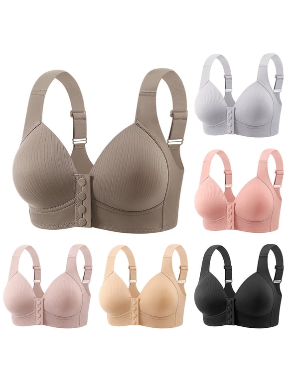 Womens Front Closure Bras Wireless Full Coverage Everyday Bra Comfortable Wide Adjustable Straps Push Up Bralettes Pink 40