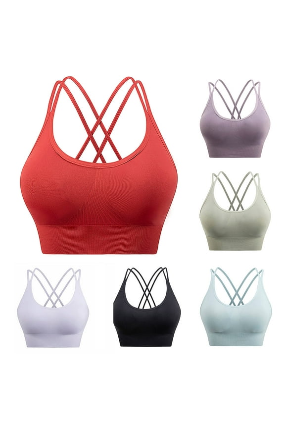 Womens High Impact Sports Bras Criss Cross Strappy Bra Comfy Full Coverage Workout Bras No Underwire Yoga Running Bralettes Size XL