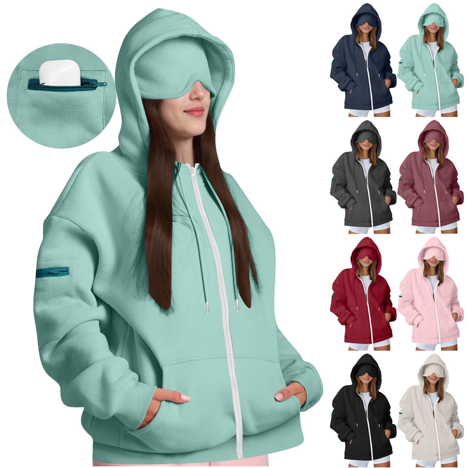 Xebular Hoodie Mit Integrierter Schlafmaske - Reise Hoodie Für Herren Und Damen
