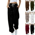 thumbnail image 1 of CFLVAEK Womens Joggers Pants Casual Drawstring High Waisted Sweatpants with Pockets Solid Color Cinch Botton Baggy Workout Sweat Pant 2025 Wine S, 1 of 7