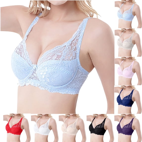 CFLVAEK Womens Lace Bras Plus Size Wirefree Push Up Everyday Bra Breathable Full Coverage Bralettes Lightly Push Up Daily Bras Black 80B