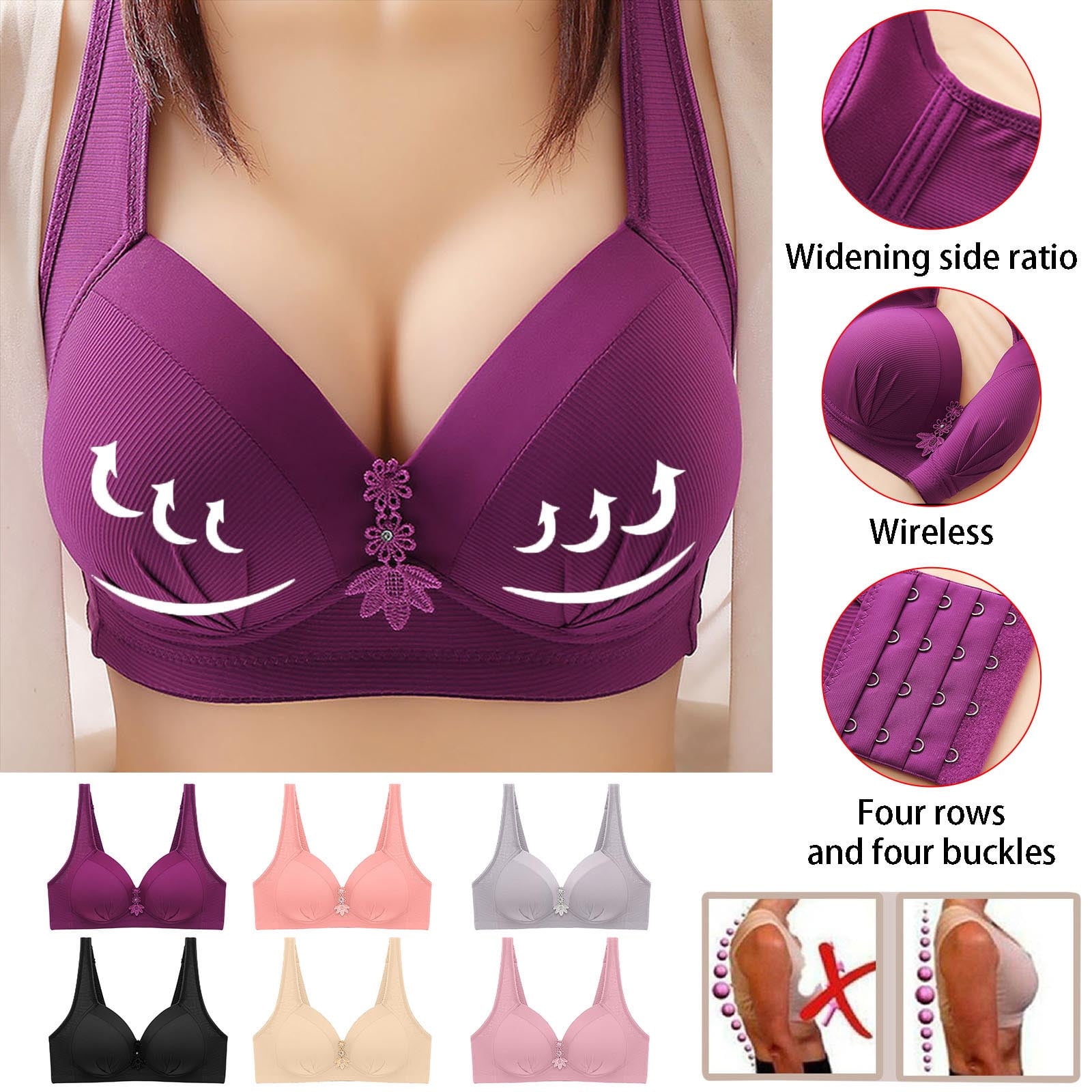 CFLVAEK Womens No Underwire Bra Comfort Supportive Bras Breathable Full ...