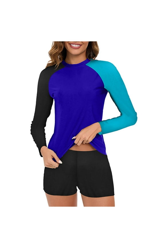 Womens One Piece Rash Guard Swimsuits with Long Sleeves UPF 50 Protection Front Zip Surfing Suit Tummy Control Boy Leg Swim Suit Active Slim Fit Workout Swimwear