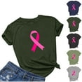 thumbnail image 1 of CFLVAEK Womens Plus Size Breast Cancer Awareness T Shirts Ribbon Print Inspirational Short Sleeve Tshirt Comfort Crewneck Tops Breast Cancer Survivor Gifts Shirt XXXL, 1 of 4