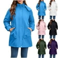 thumbnail image 1 of CFLVAEK Womens Plus Size Rain Coat Zip Up Waterproof Parkas with Pockets Fall Winter Quilted Jackets Outdoor Windbreaker Jacket with Hood Black XXXL, 1 of 10
