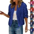 thumbnail image 1 of CFLVAEK Womens Sequin Jackets Fashion Glitter Sparkly Cocktail Party Jacket Casual Zip Up Stand Collar Coat Loose Fit Long Sleeve Club Party Outfits Dark Blue XL, 1 of 8