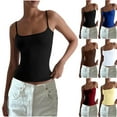 thumbnail image 1 of CFLVAEK Womens Summer Tank Tops Going Out Teen Girls Y2k Sleeveless Tanks Slim Fit Spaghetti Strap Workout Camisole Blue L, 1 of 7