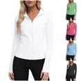 thumbnail image 1 of CFLVAEK Womens Sun Protection Clothing with Hood Plus Size Full Zip Up Sun Shirts Solid Color UV Protection Long Sleeve Athletic Hiking Hoodies Black XXXXXL, 1 of 8