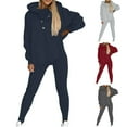 thumbnail image 1 of CFLVAEK Womens Sweatsuits 2 Piece Set Plus Size Long Sleeve Hoodies with Pockets Comfy Leggings Outfits Sets Solid Color Basic Fall Lounge Sets Blue M, 1 of 7