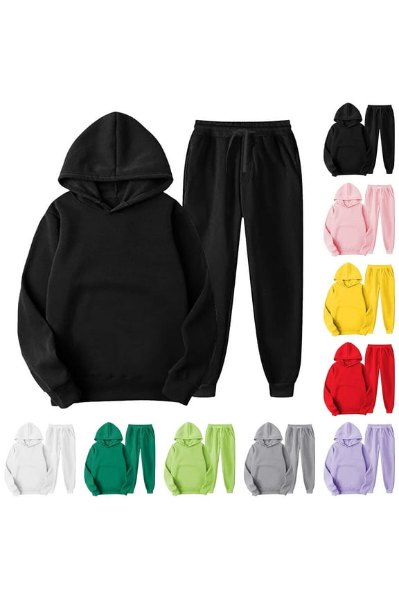 Womens Sweatsuits Two Piece Outfits Fall Long Sleeve Hoodies Drawstring Waist Workout Sweatpants Fall Winter Lounge Sets Pink S