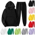 thumbnail image 1 of CFLVAEK Womens Sweatsuits Two Piece Outfits Fall Long Sleeve Hoodies Drawstring Waist Workout Sweatpants Fall Winter Lounge Sets Yellow M, 1 of 5