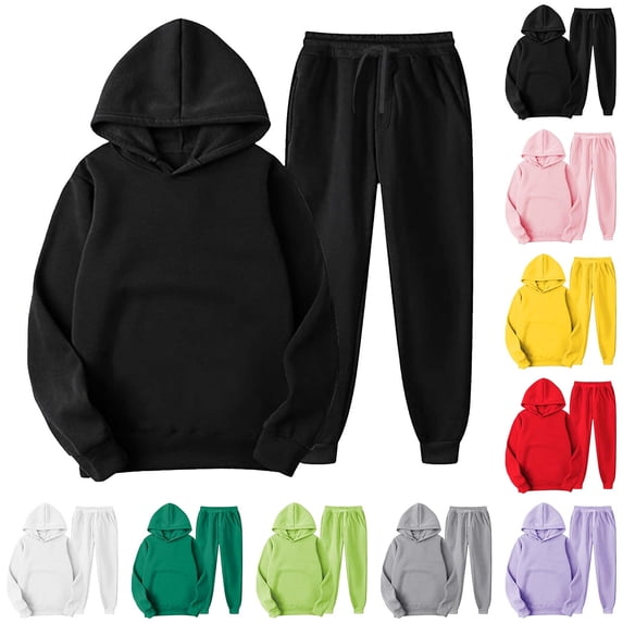 CFLVAEK Womens Sweatsuits Two Piece Outfits Fall Long Sleeve Hoodies Drawstring Waist Workout Sweatpants Fall Winter Lounge Sets Yellow M