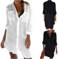 thumbnail image 1 of CFLVAEK Womens Swimsuit Cover Up Long Button Down Bathing Suit Cover Ups Long Sleeve Summer Beach Shirt Dress with Pockets One Size, 1 of 9