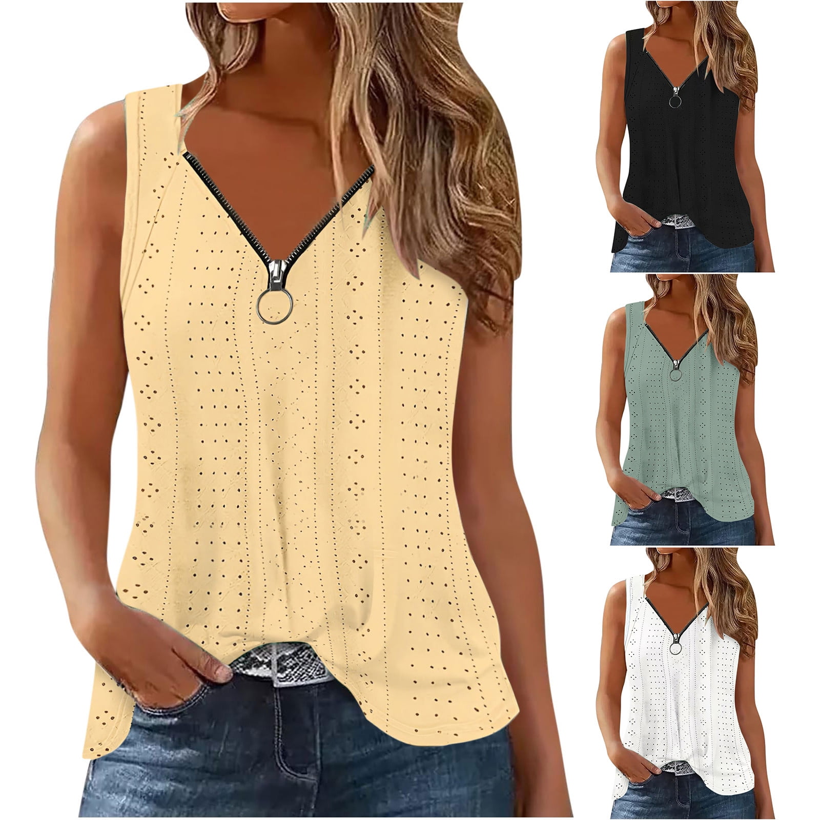 CFLVAEK Womens Tank Tops Eyelet Embroidered Zip V Neck Tops Casual CFLVAEK Womens Tank Tops Eyelet Embroidered Zip V Neck Tops Casual Summer Sleeveless Going Out Shirts Solid Color Vacation Tank Top 2025 Yellow L 8d929661 1d83 4642 95f7 9092cb5a47f4.80990e9c523d6dd8111b00af5b858d73