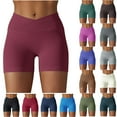 thumbnail image 1 of CFLVAEK Womens V Cross Waist Spandex Biker Shorts Seamless Tummy Contol Biker Shorts Breathable Butt Lift Workout Gym Shorts Red XXL, 1 of 7