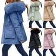 thumbnail image 1 of CFLVAEK Womens Winter Coat with Faux Fur Hood Plus Size Thicked Thermal Puffer Jackets Solid Zip Up Down Jacket with Pockets Khaki M, 1 of 6