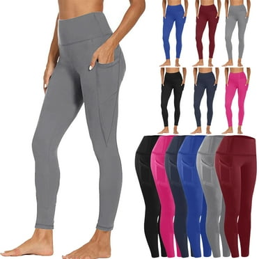 CFLVAEK Womens Yoga Leggings with Side Pockets Plus Size Tummy Control Hight Waisted Workout Pants Solid Color Tummy Control Running Leggings 2025 Black XXL